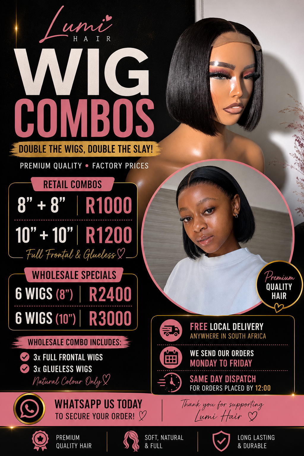 8" &'10" Wig combos