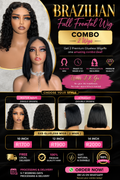 Brazilian Glueless Wig Combo 10"12"14" Water Wave & Straight