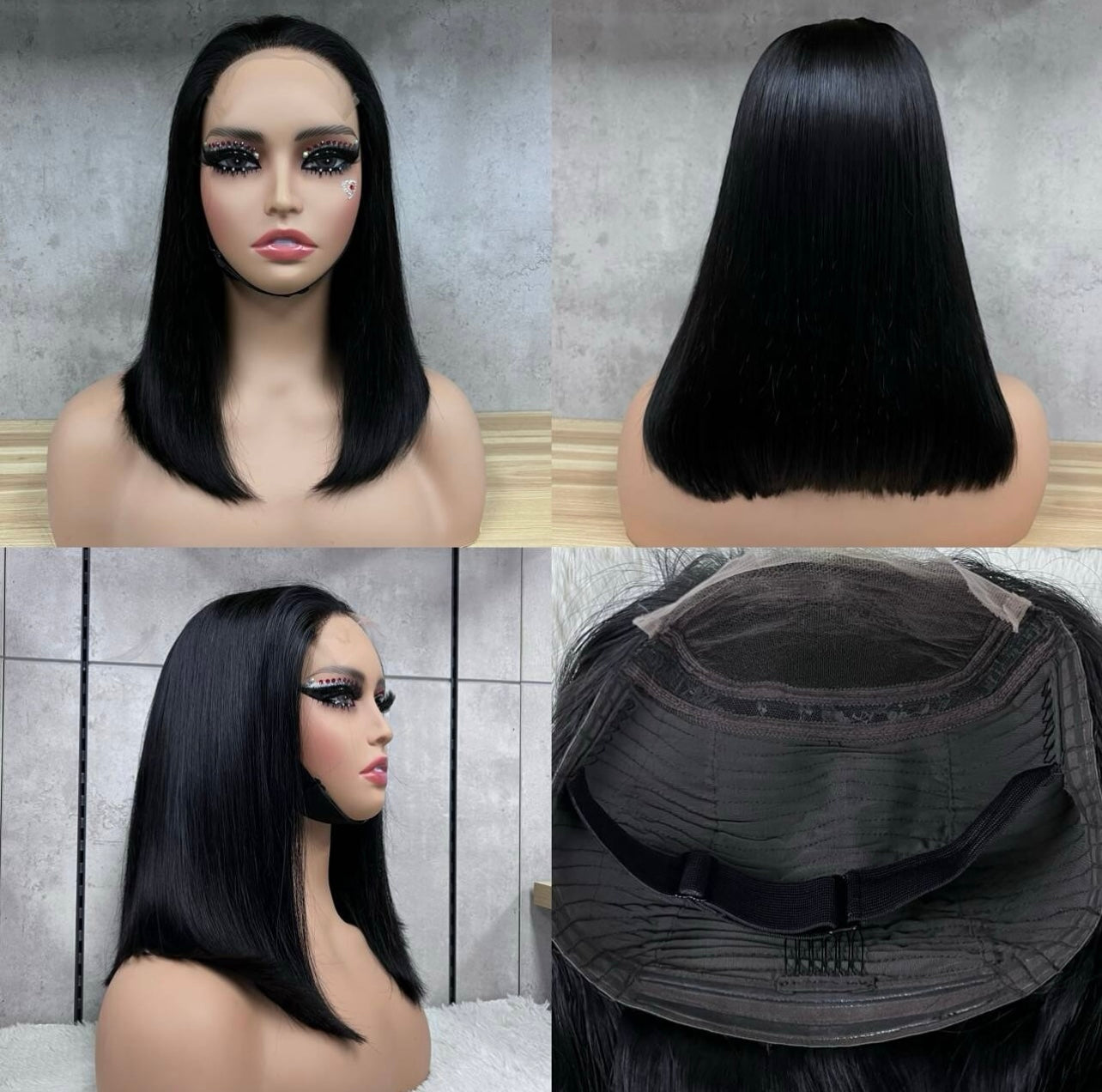 Glueless Bob Wigs Double Drawn 100% Human Hair