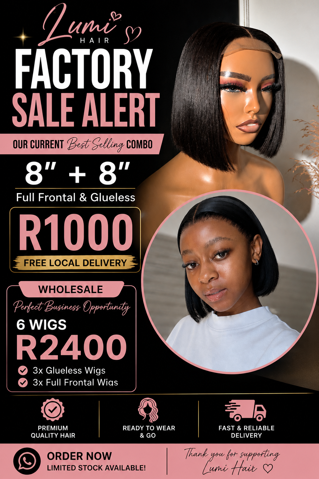 8"+8" Wig combos