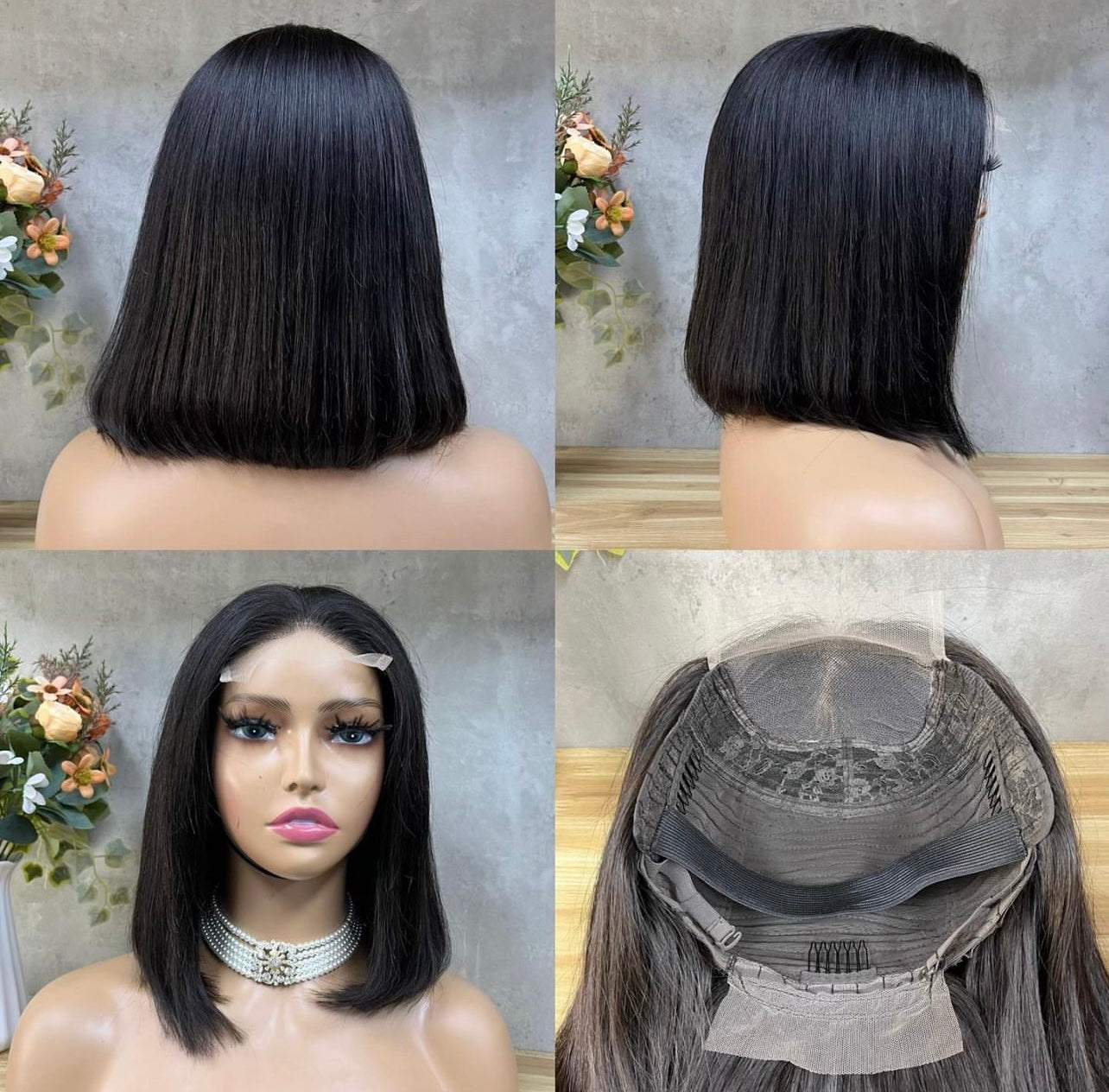 Glueless Bob Wigs Double Drawn 100% Human Hair